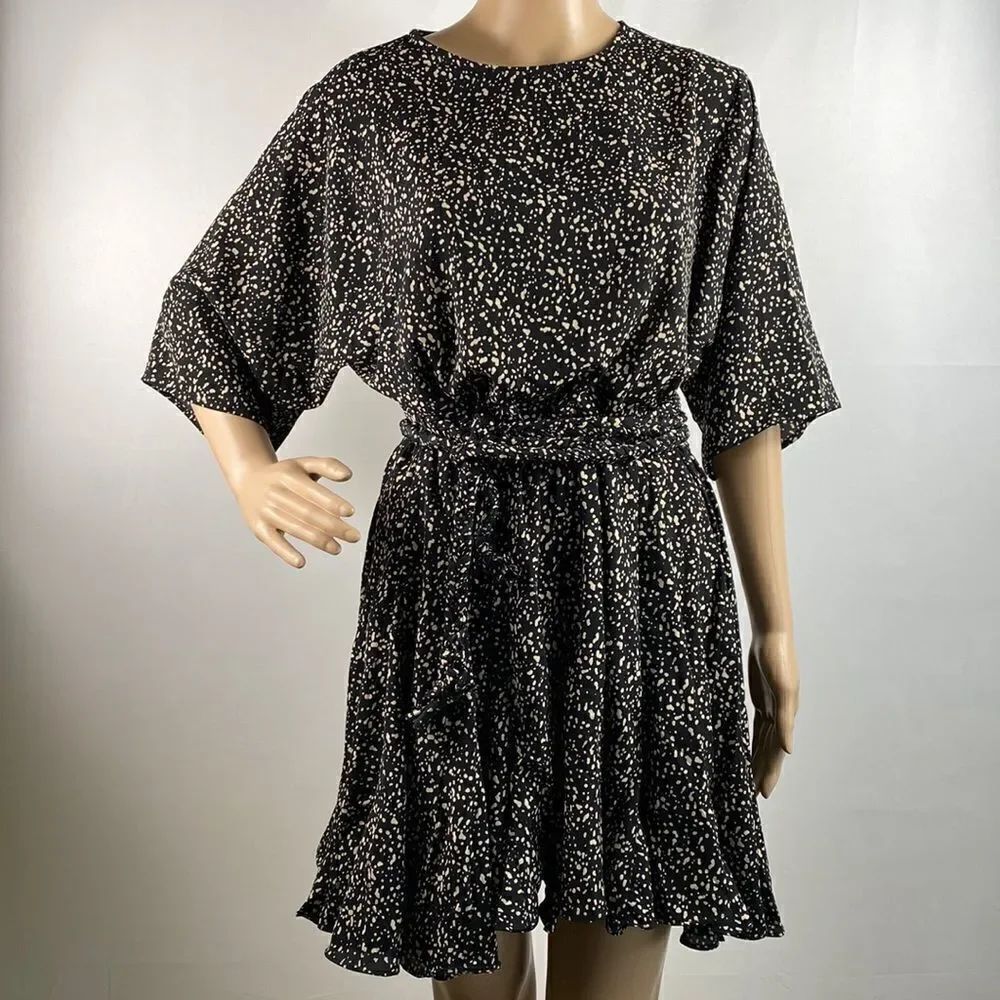 Mittoshop Milky Way black mini A-line dress size S